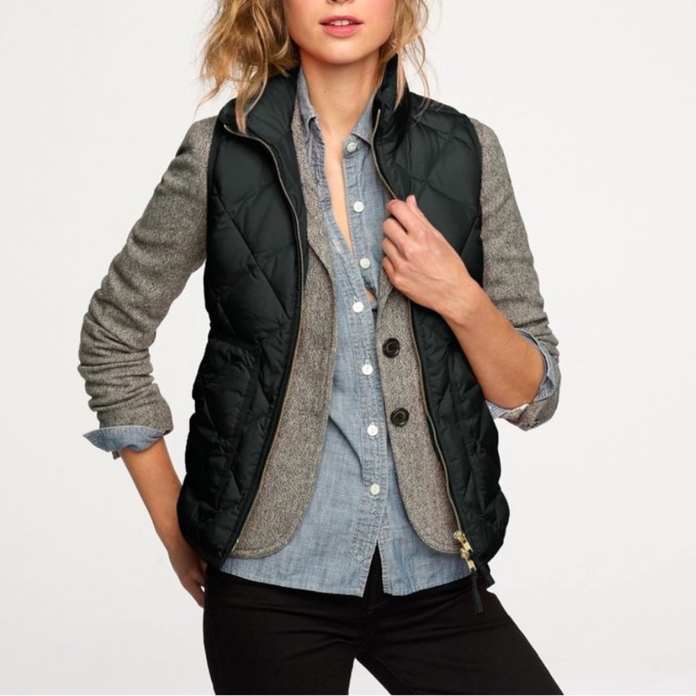 JCrew Down Feather Quilted Zip Up Vest in Black from Summer 2014 - Size XS